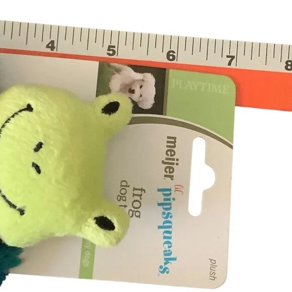 Meijer Lil Pipsqueaks Plush Frog Dog Toy 5" Green & Blue For‎ Small Dogs NEW - Picture 4 of 4